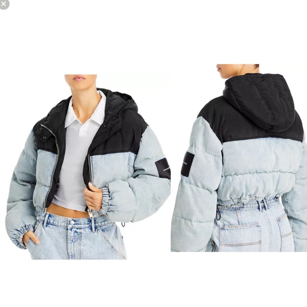 Alexander Wang Denim•Black Puffer Cropped Jacket/Coat Extra Small XS